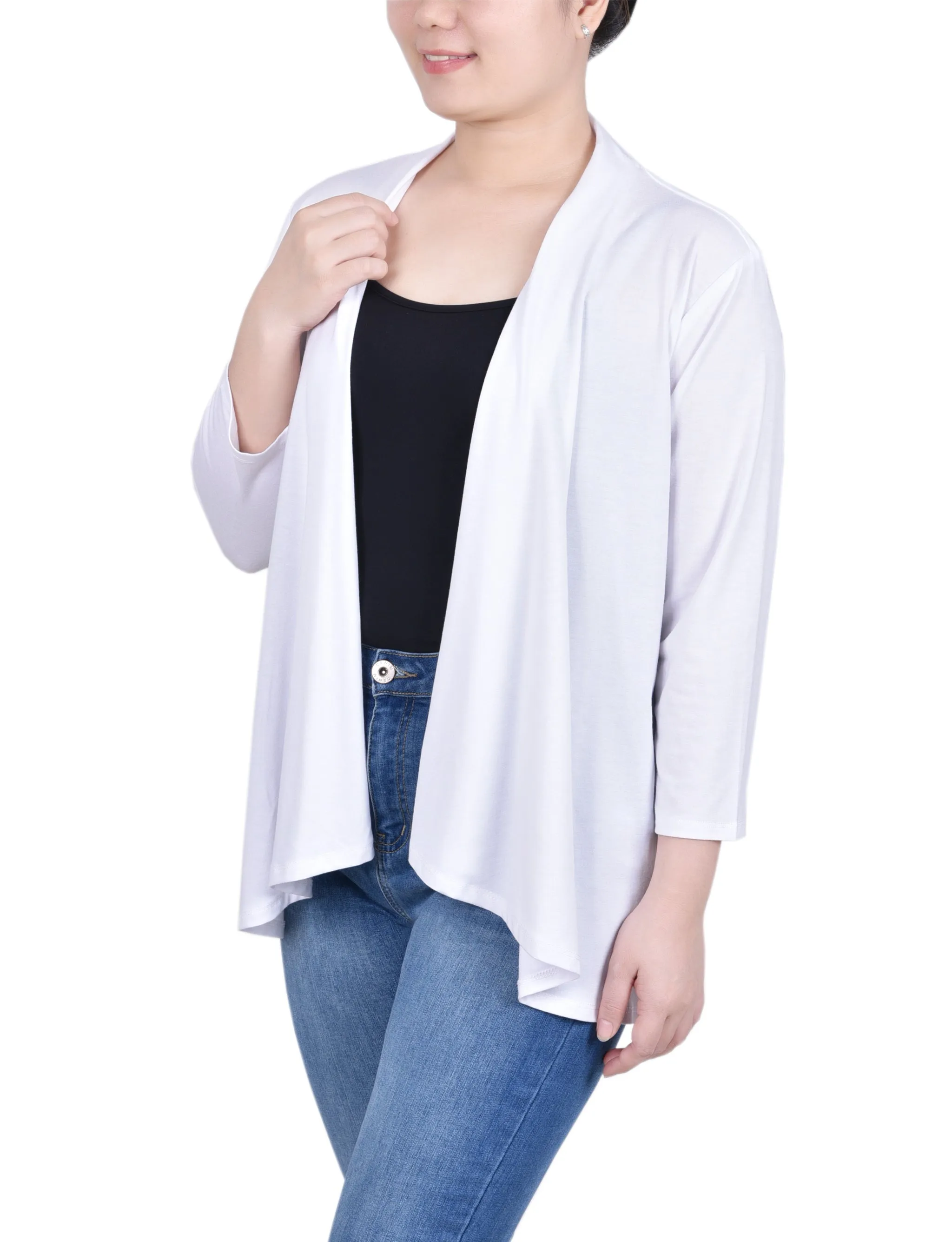 3/4 Sleeve Solid Cardigan