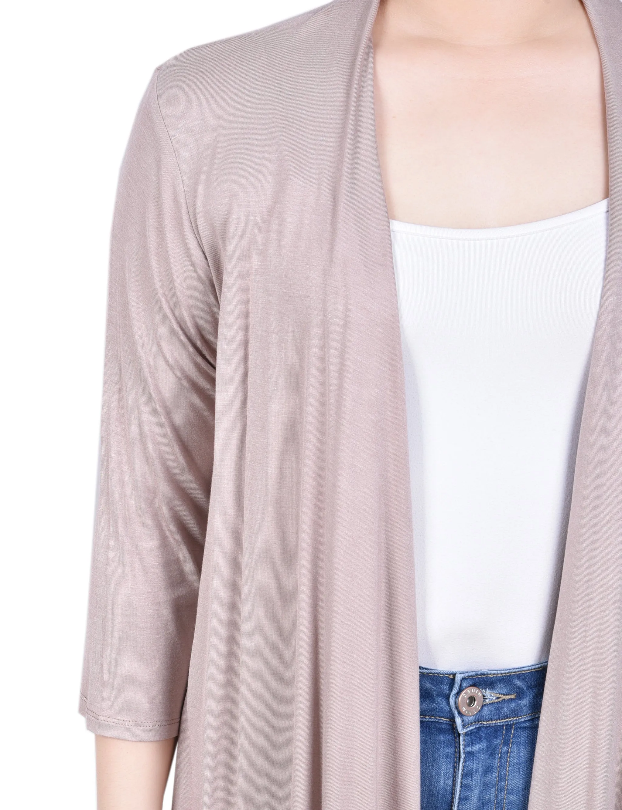 3/4 Sleeve Solid Cardigan