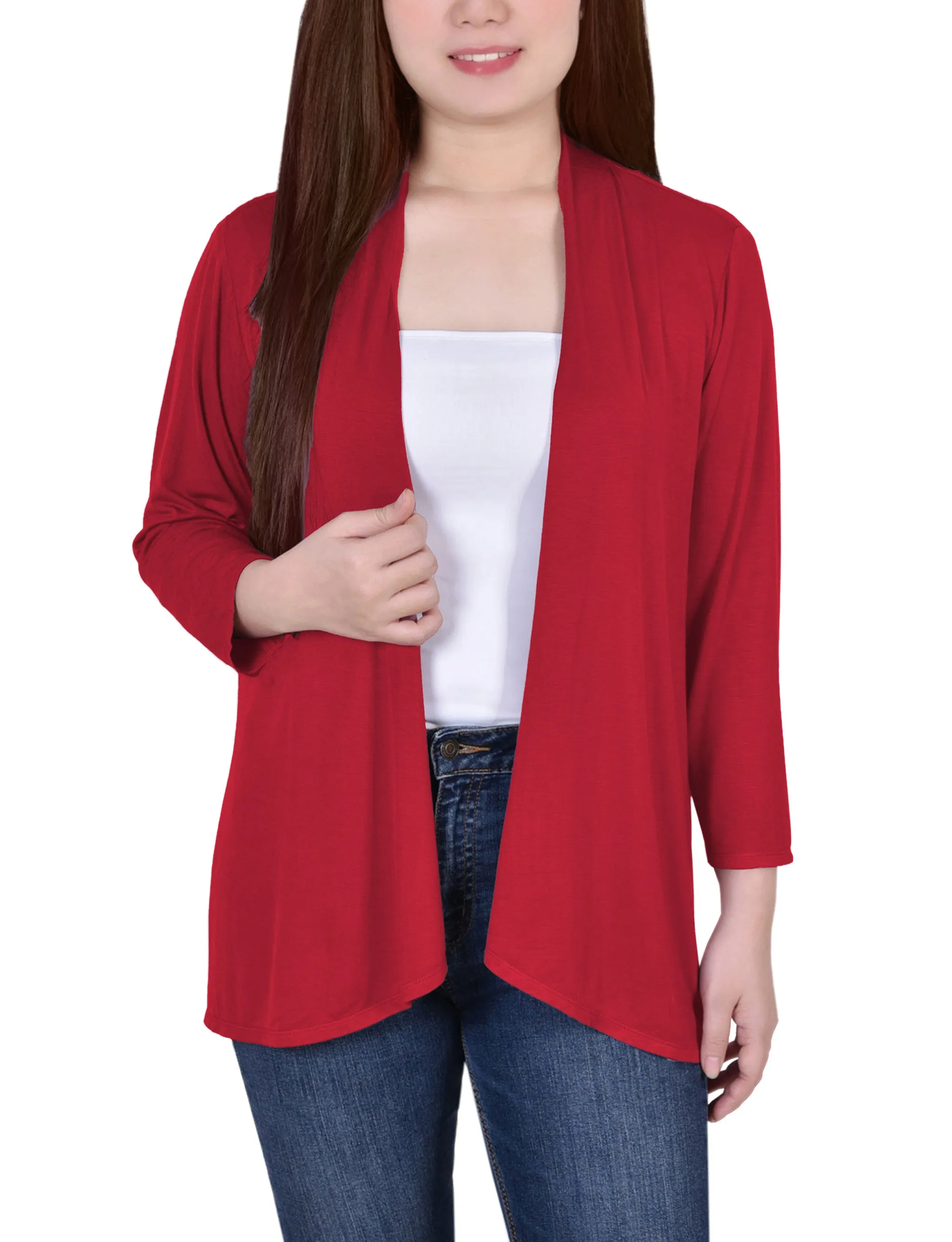 3/4 Sleeve Solid Cardigan