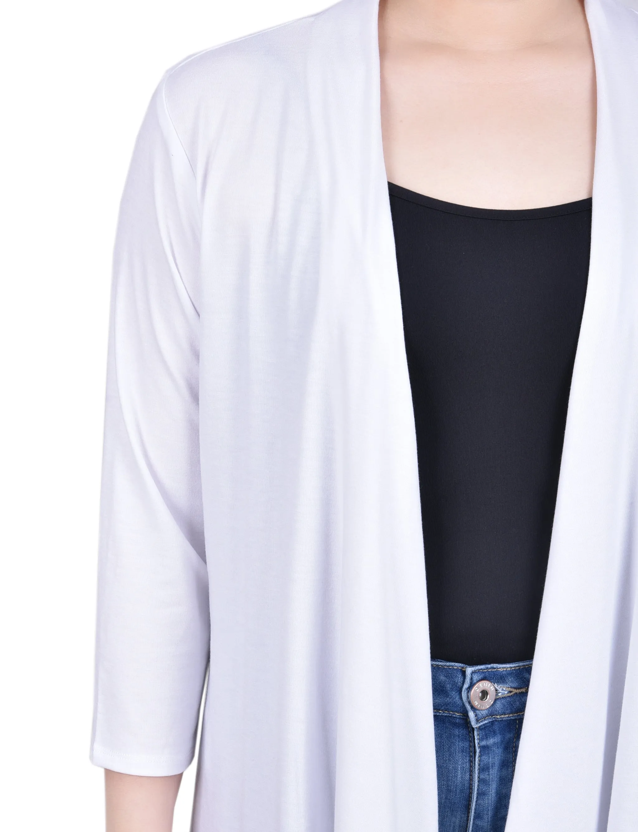 3/4 Sleeve Solid Cardigan