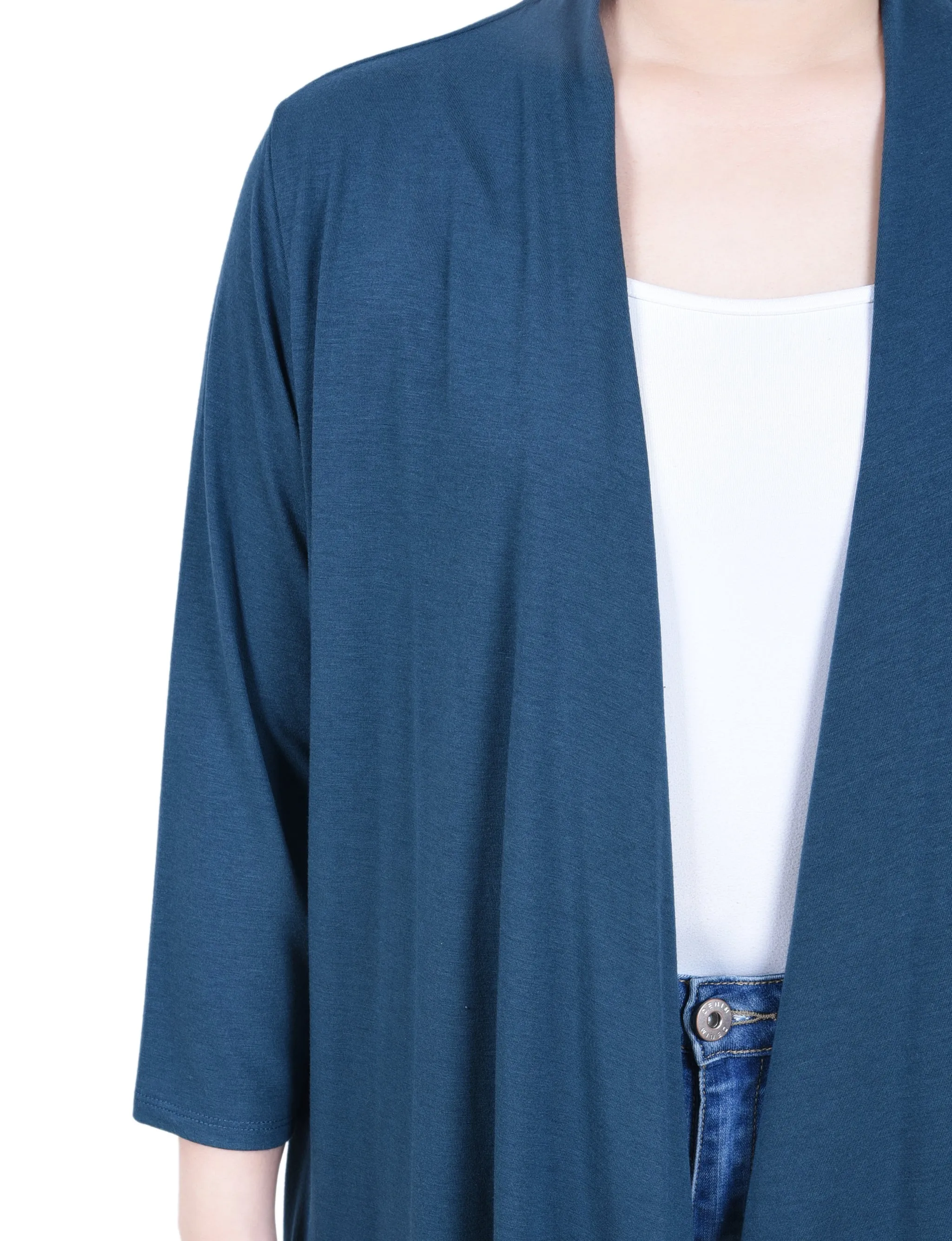 3/4 Sleeve Solid Cardigan