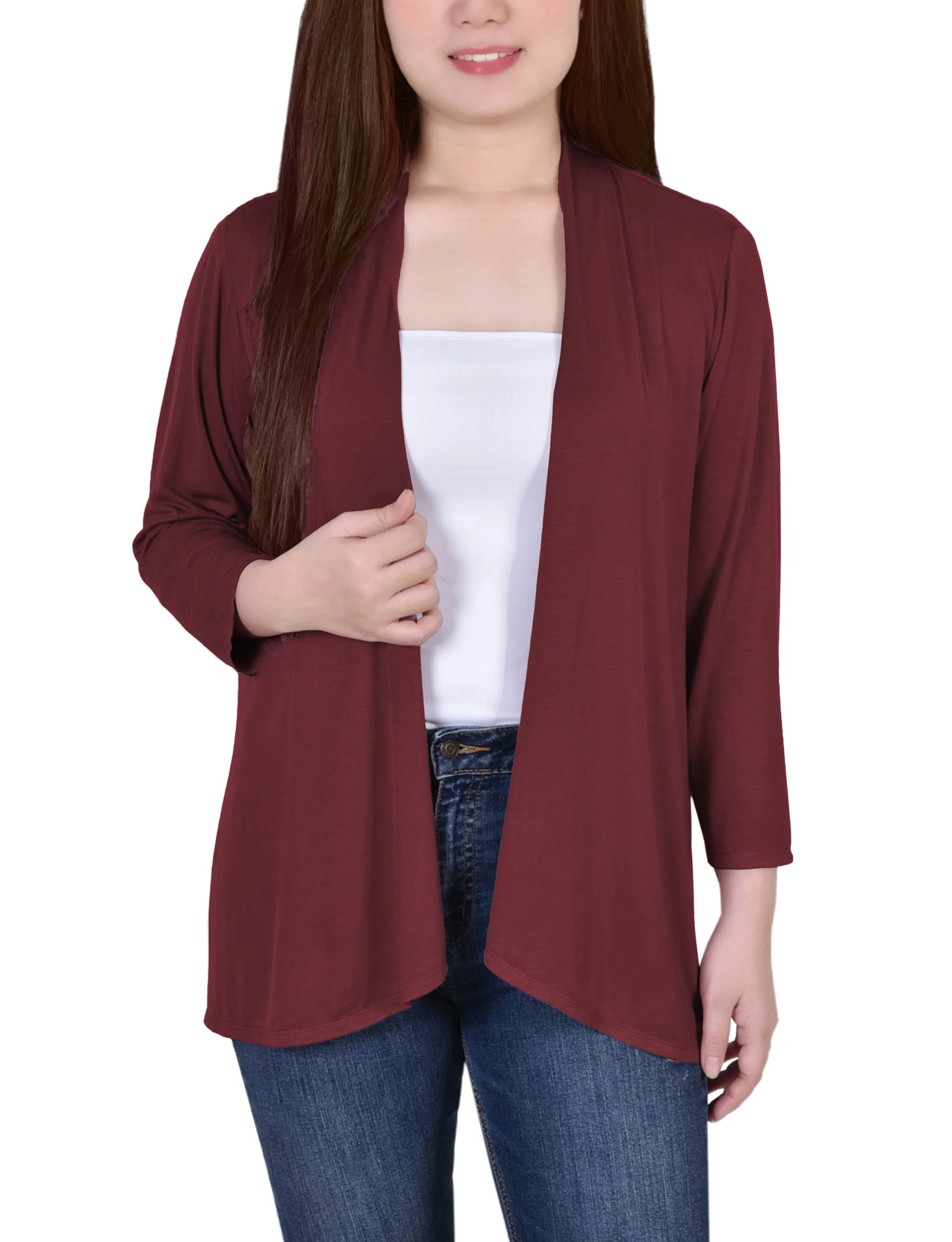 3/4 Sleeve Solid Cardigan