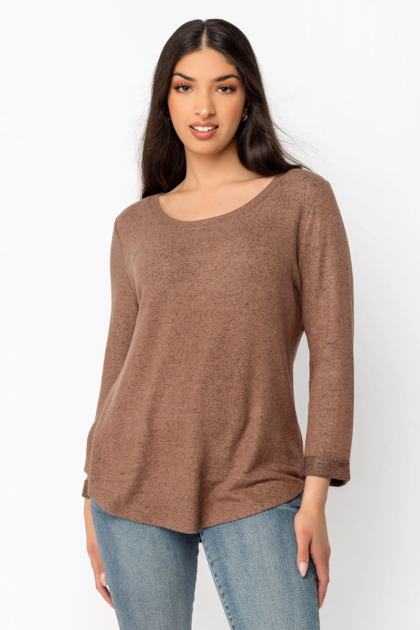 3/4 Sleeve Supersoft Scoopneck Top