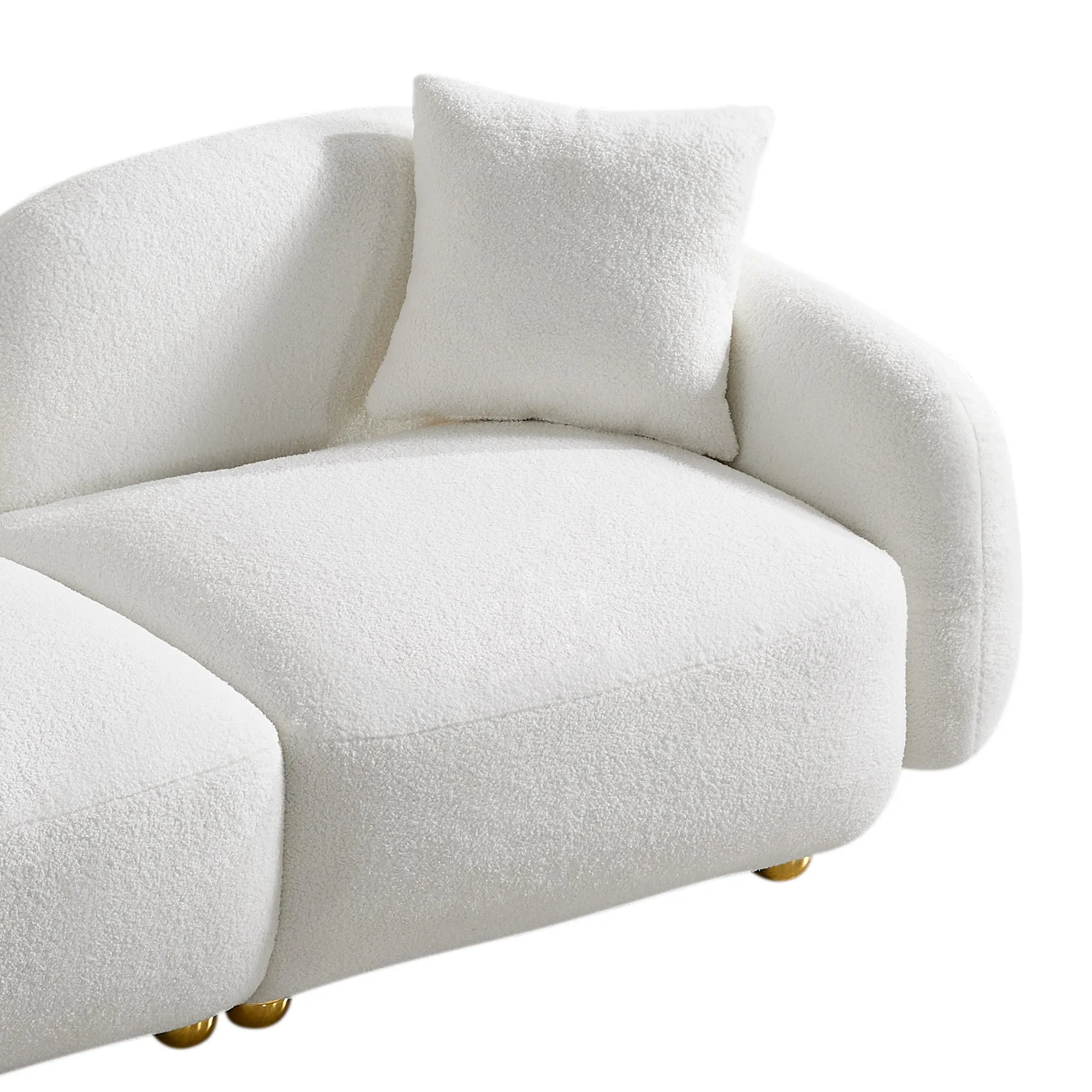 77.95" Cozy Teddy Fabric Sofa - Luxurious Plush Upholstered