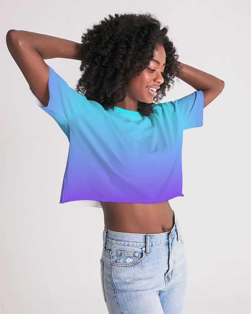 Bahama Blue Ombre Cropped Top