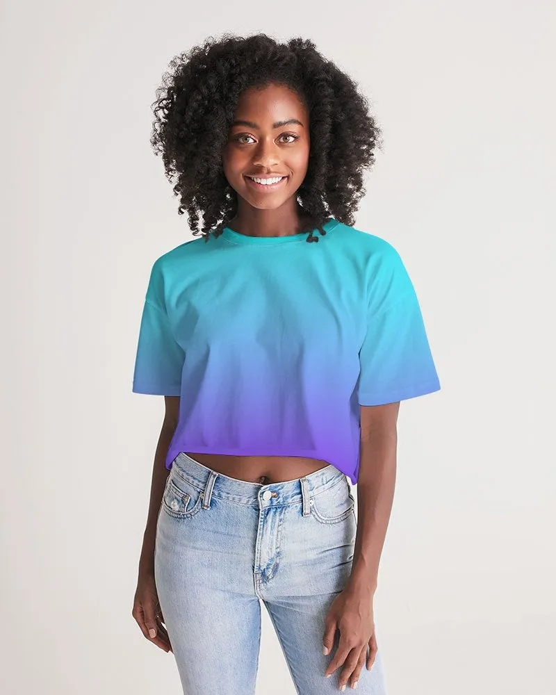 Bahama Blue Ombre Cropped Top