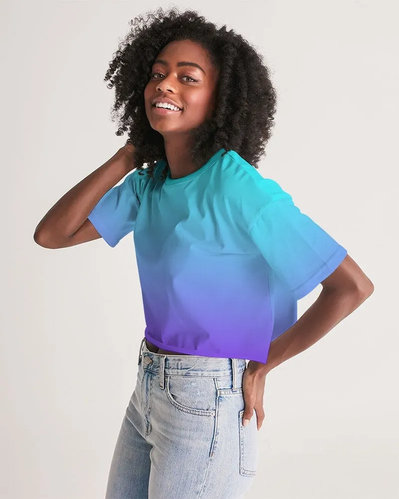 Bahama Blue Ombre Cropped Top