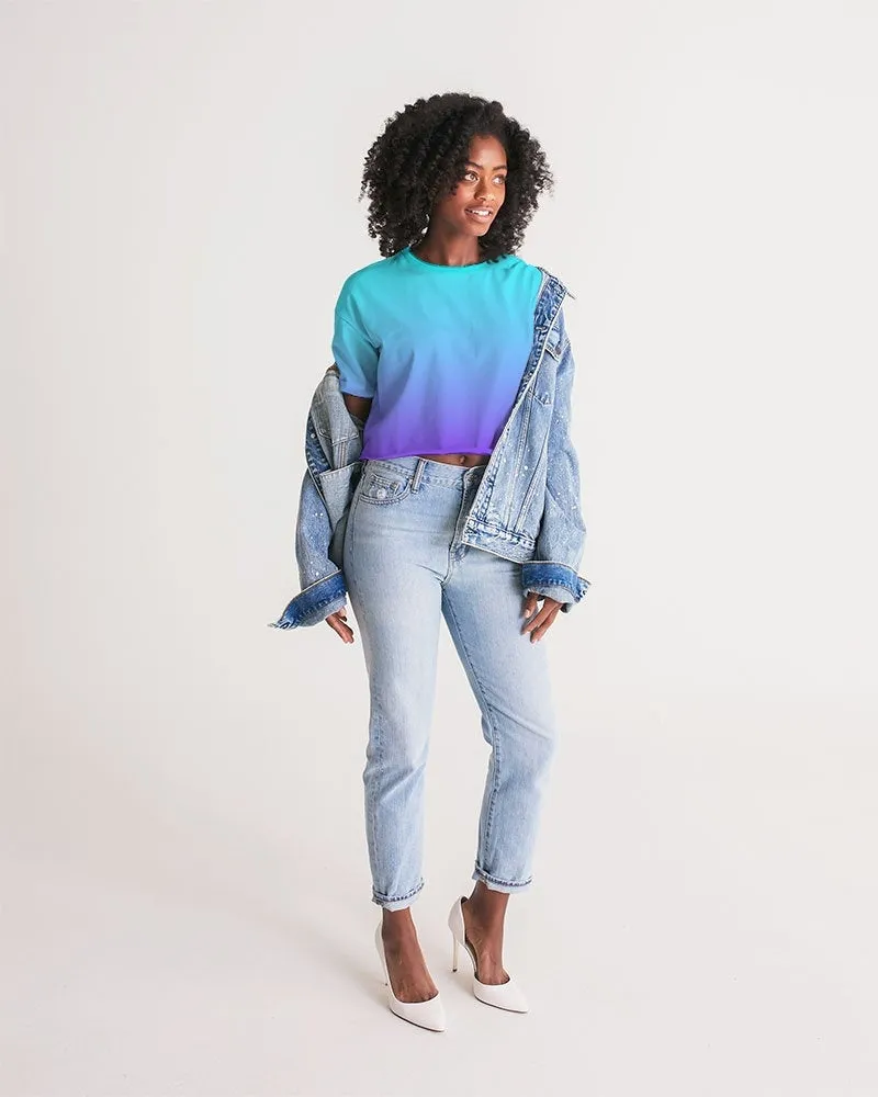 Bahama Blue Ombre Cropped Top