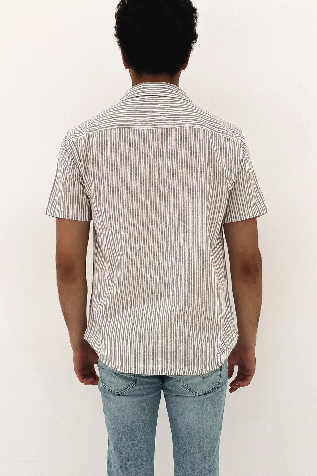 Beat Stripe Short Sleeve Shirt Mushroom