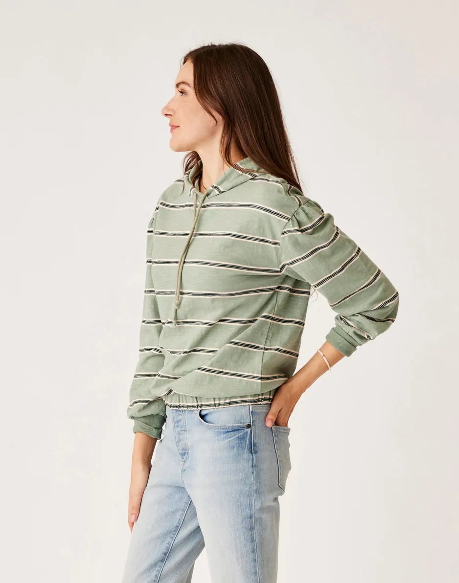 Birdie Slub Hoodie: Lt. Cilantro Rugby Stripe