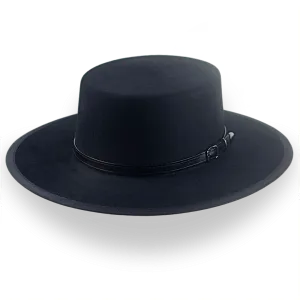 Black Fur Felt Western Flat Top Hat | The Tycoon