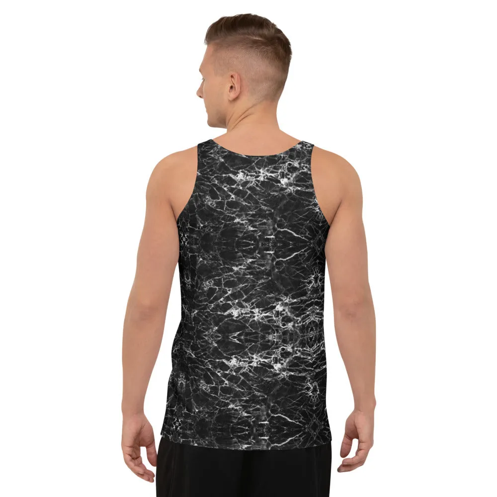 Black Marble Unisex Tank Top, Marbled Print Men's or Women's Tank Top-Made in USA/EU/MX