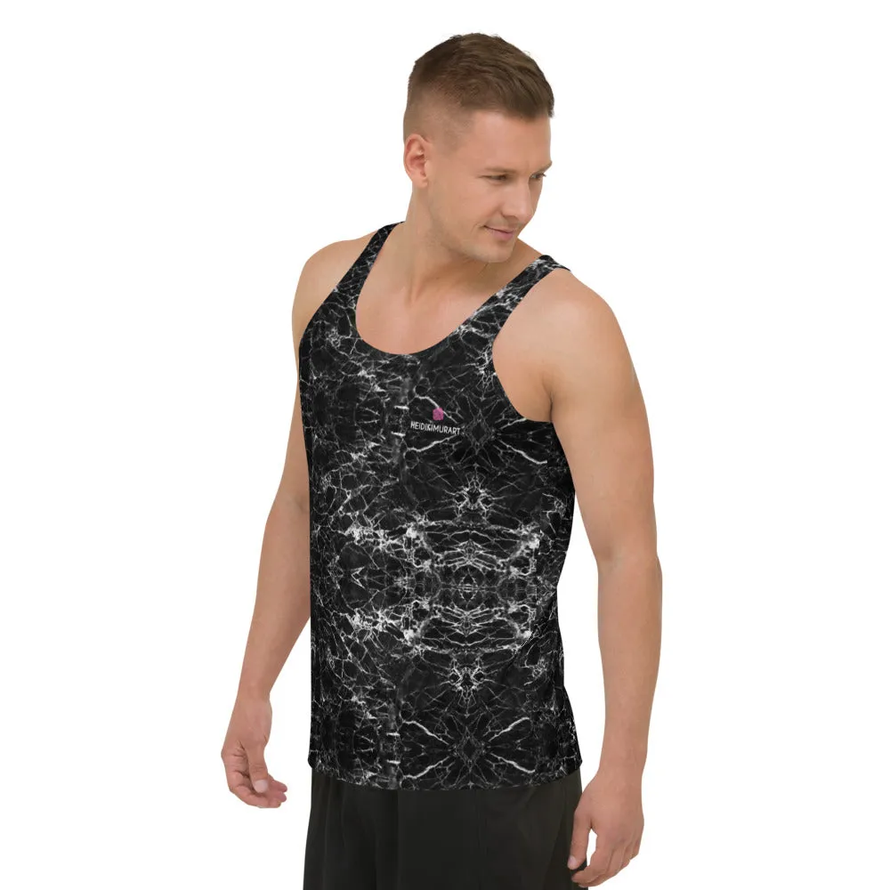 Black Marble Unisex Tank Top, Marbled Print Men's or Women's Tank Top-Made in USA/EU/MX