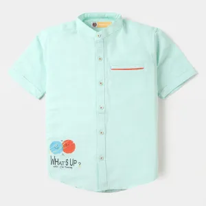 Boys Slub Casual Shirt Bay  - L/BLUE