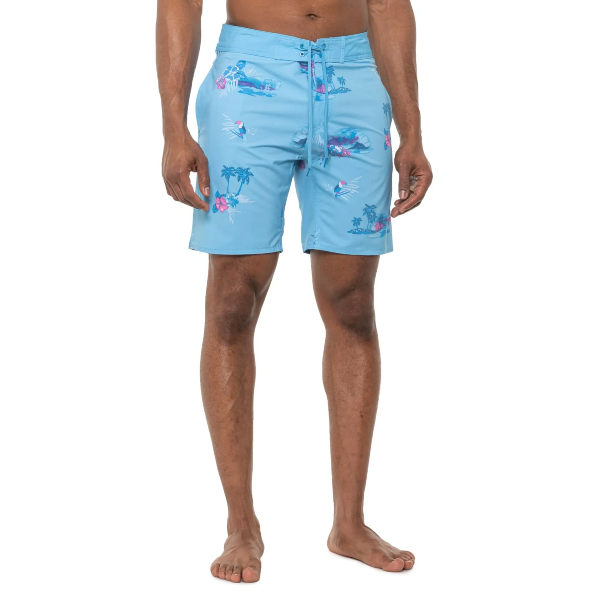 Burnside Men's Parrots Print Beach Trunks Swim Bottom Board Shorts