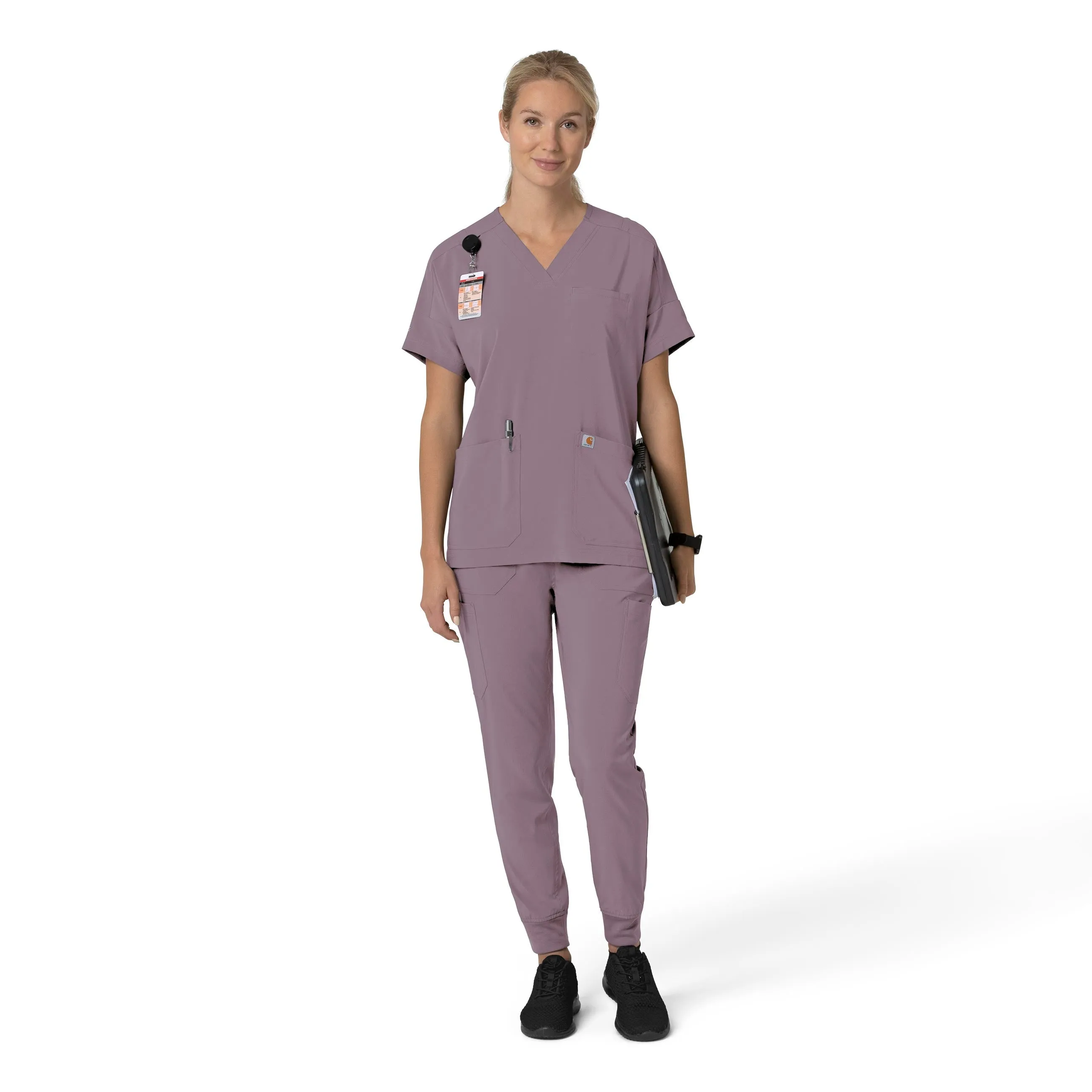 Carhartt Force Cross-Flex Women's Oversized V-Neck Scrub Top - Lavender Mist