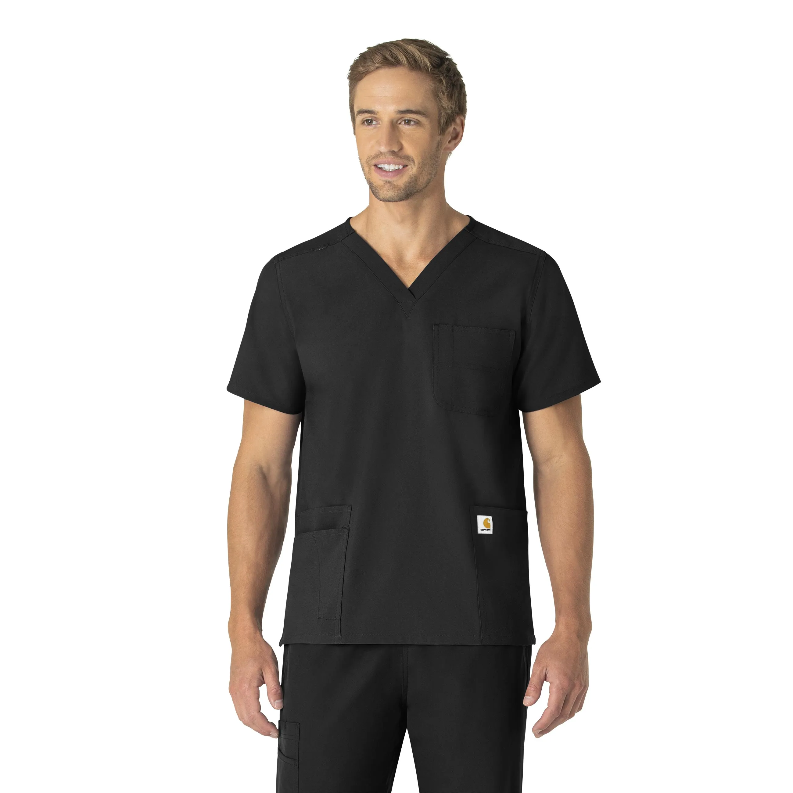 Carhartt Force Essentials Unisex V-Neck 6-Pocket Scrub Top - Black