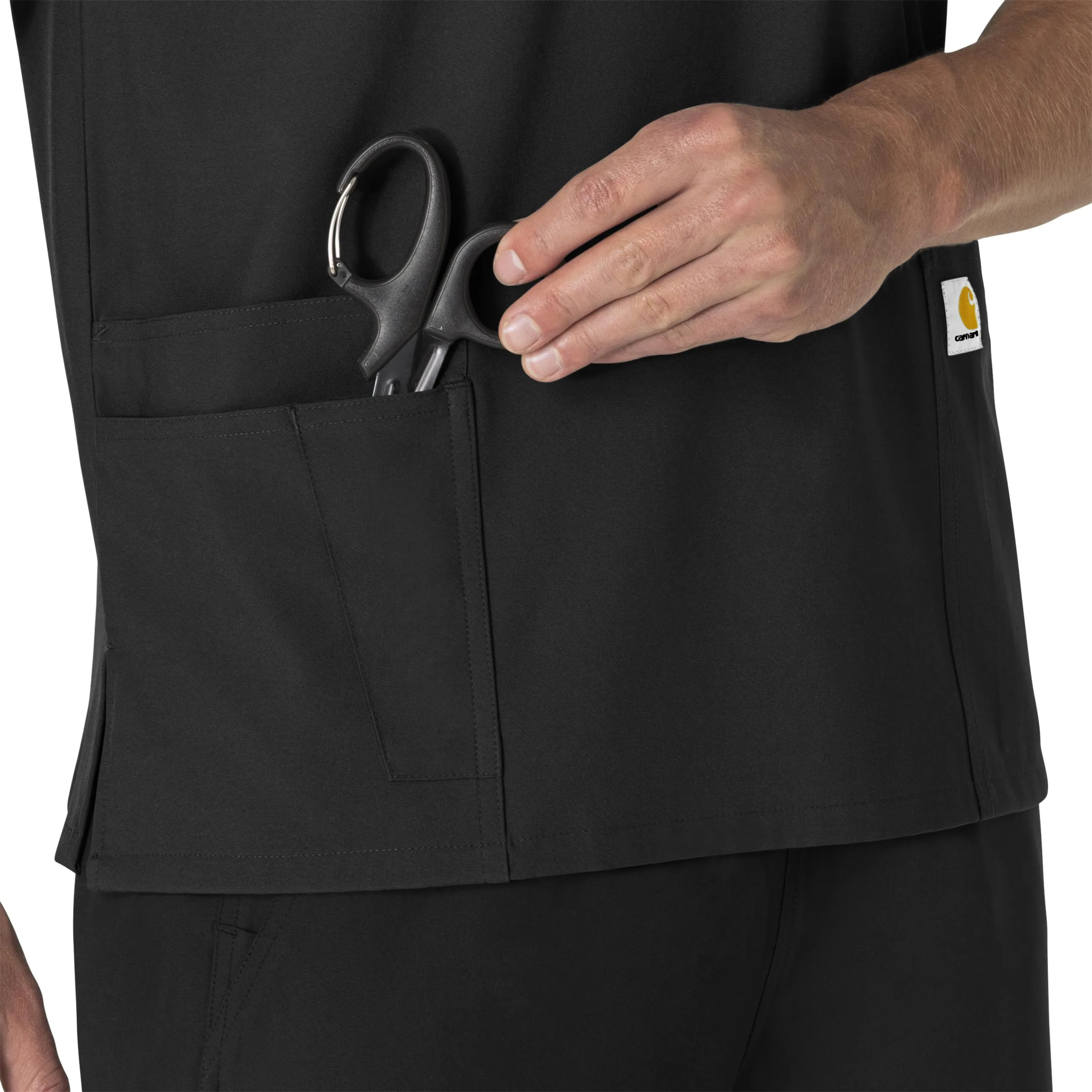 Carhartt Force Essentials Unisex V-Neck 6-Pocket Scrub Top - Black