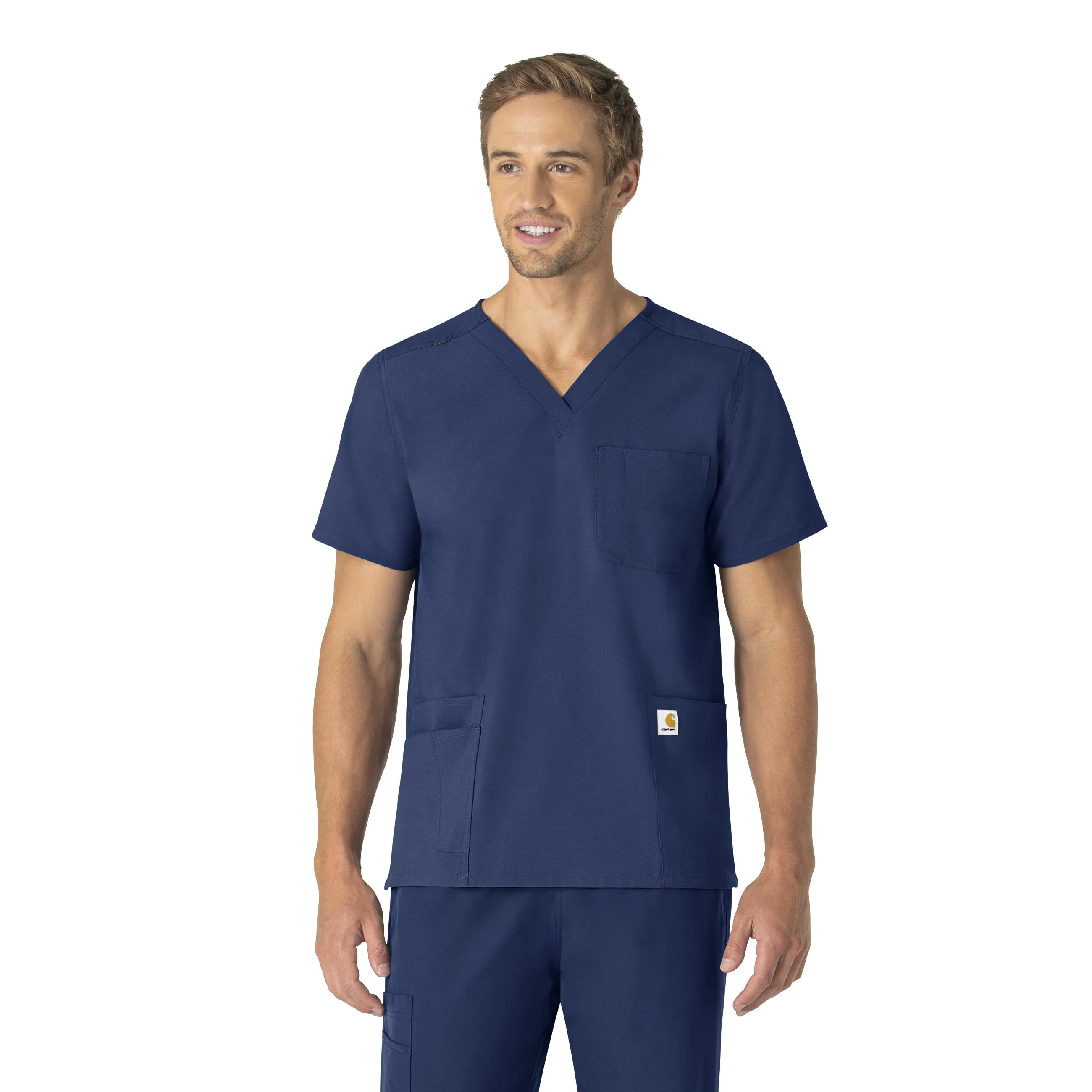 Carhartt Force Essentials Unisex V-Neck 6-Pocket Scrub Top - Navy