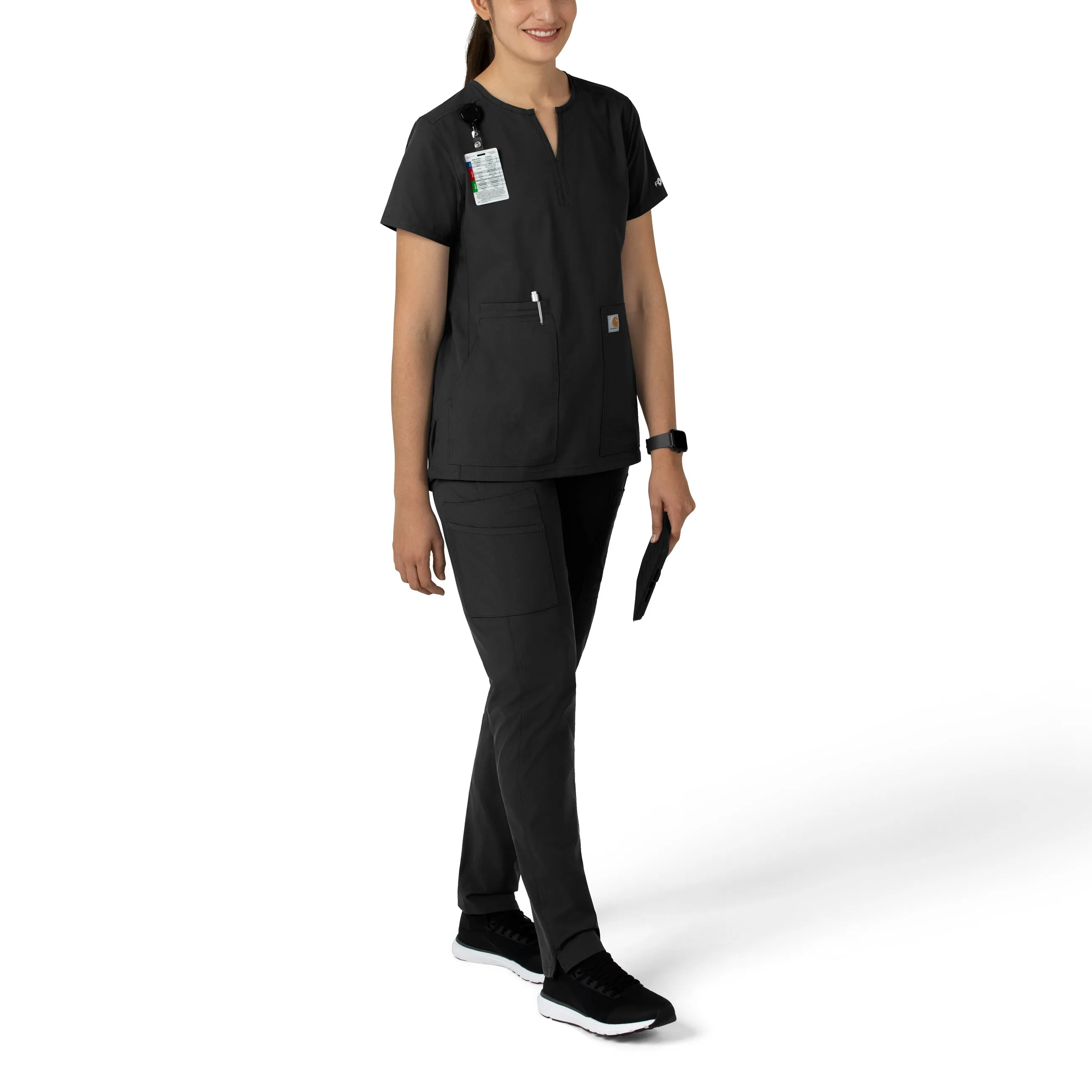 Carhartt Force Essentials Women's Notch Neck Tunic Scrub Top - Black