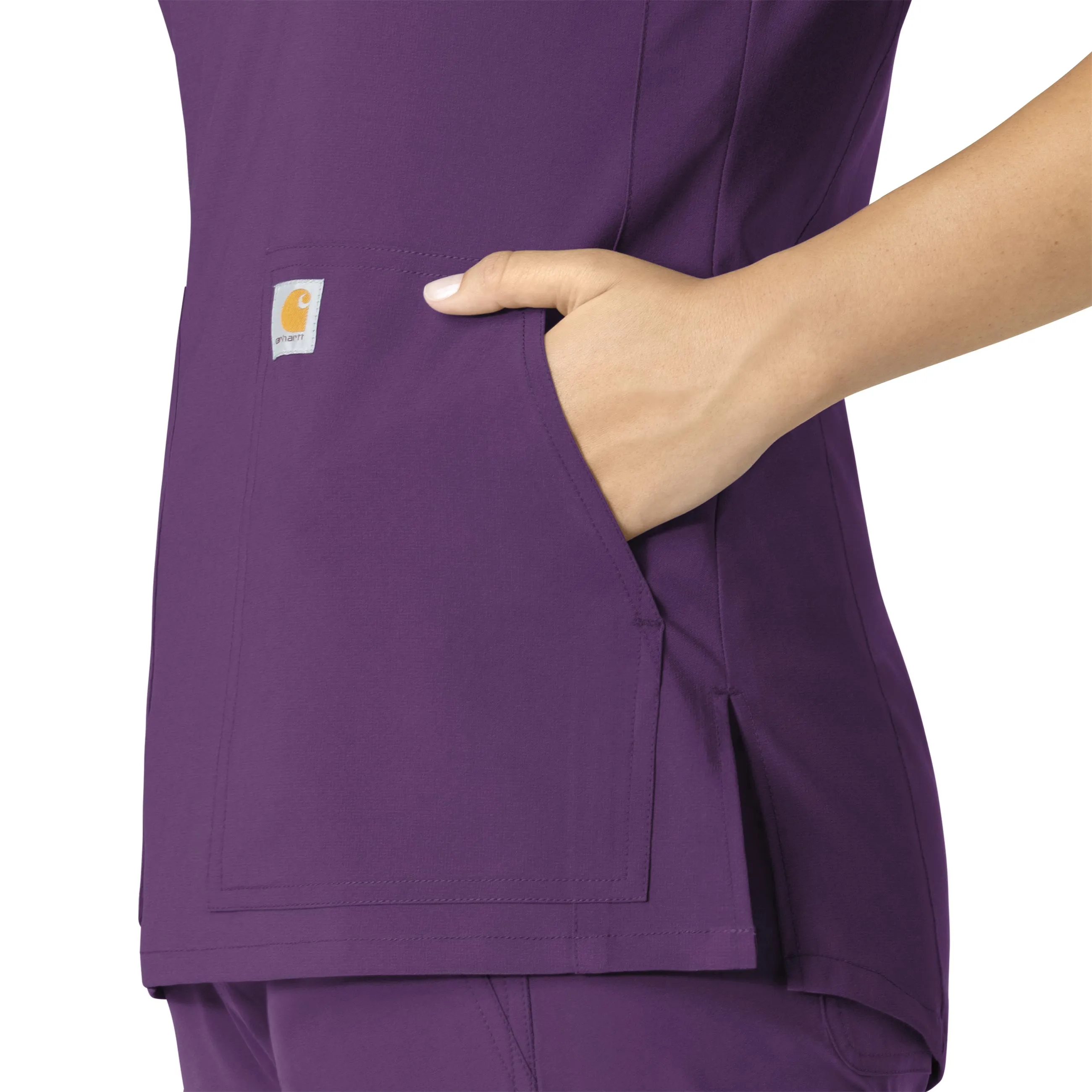 Carhartt Force Essentials Women's Notch Neck Tunic Scrub Top - Eggplant