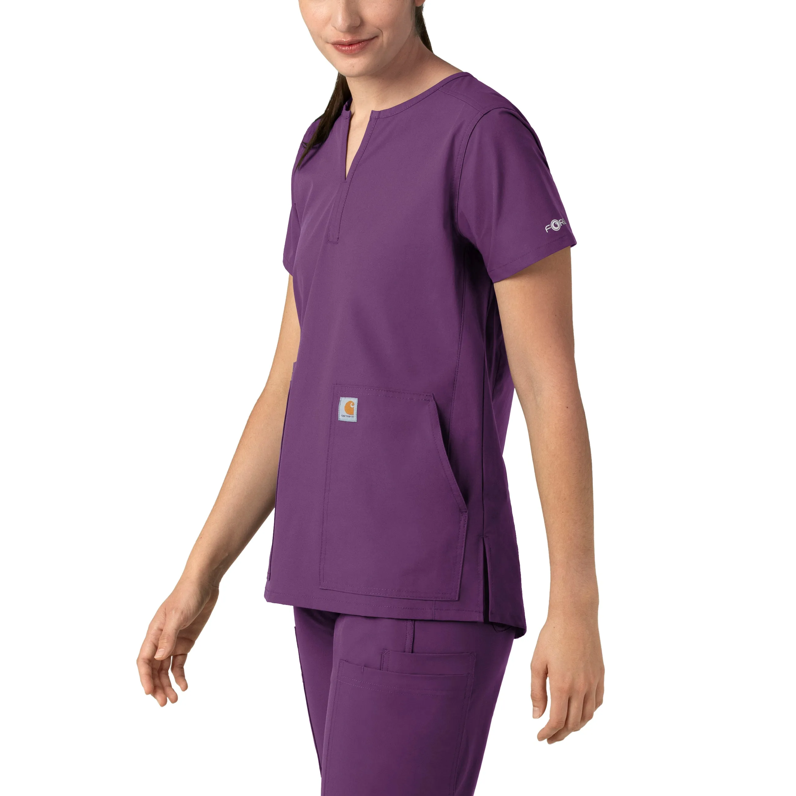 Carhartt Force Essentials Women's Notch Neck Tunic Scrub Top - Eggplant