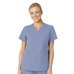 Carhartt Force Essentials Women's V-Neck Scrub Top - Ceil Blue