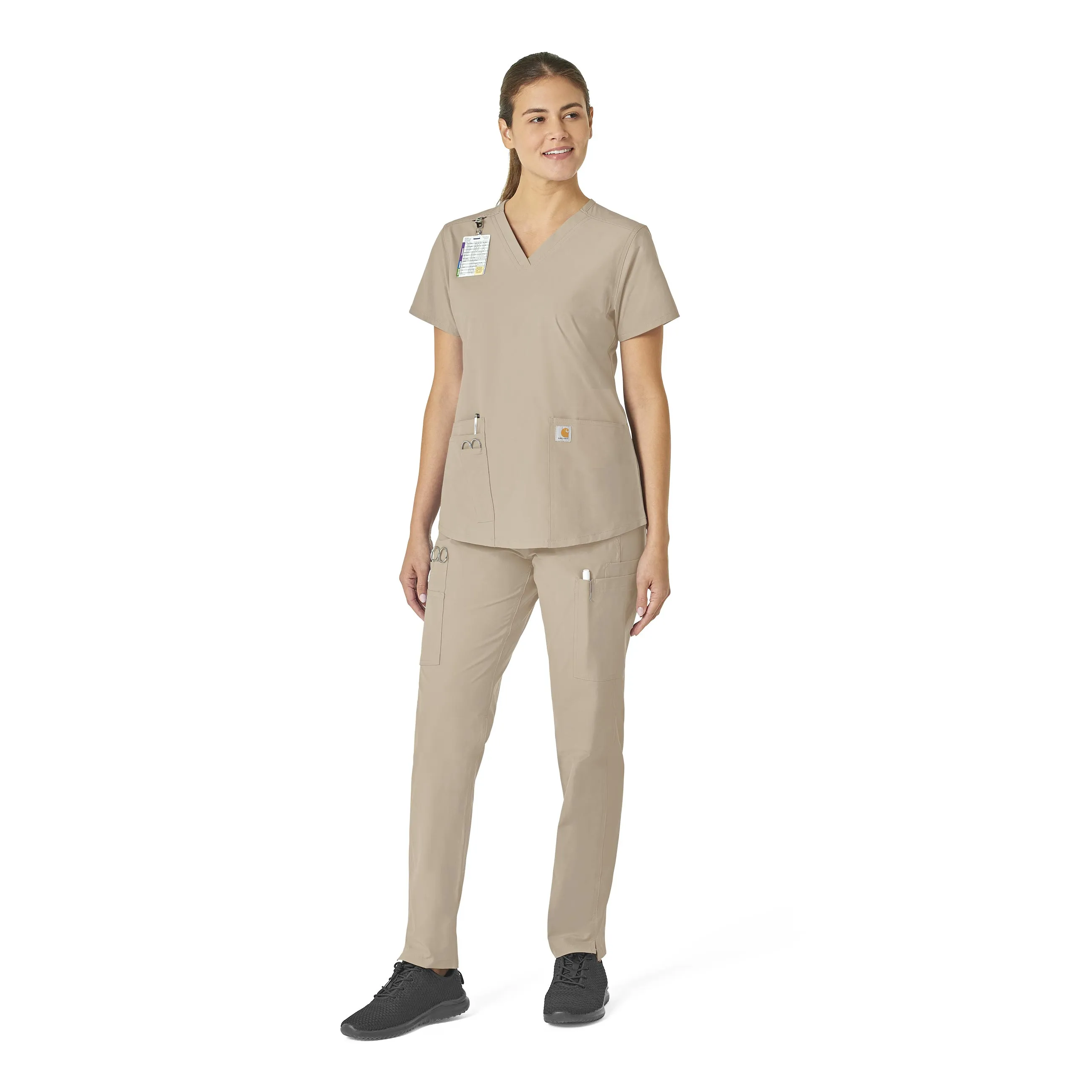 Carhartt Force Essentials Women's V-Neck Scrub Top - Khaki