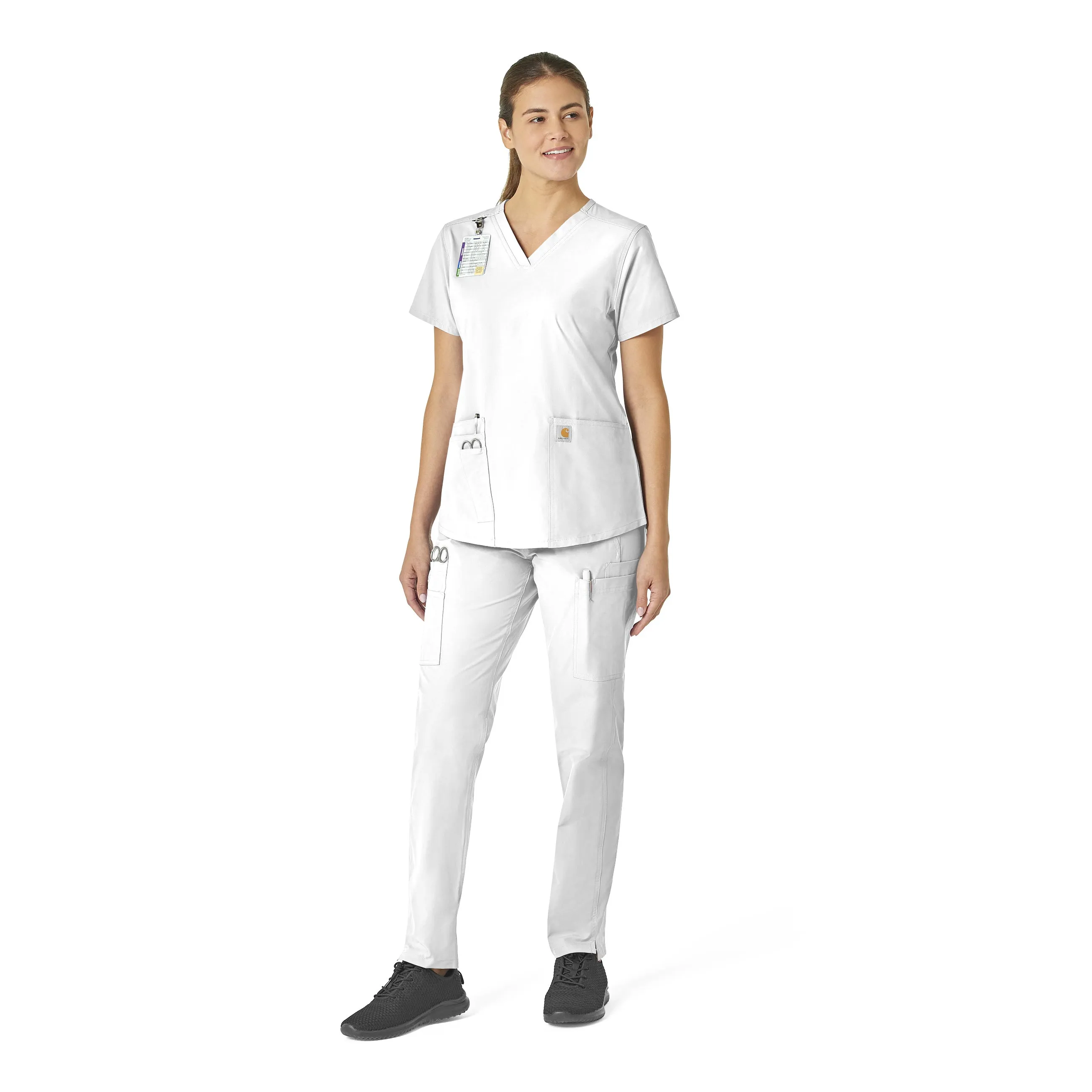 Carhartt Force Essentials Women's V-Neck Scrub Top - White