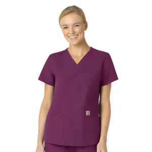 Carhartt Force Essentials Women's V-Neck Scrub Top - Wine