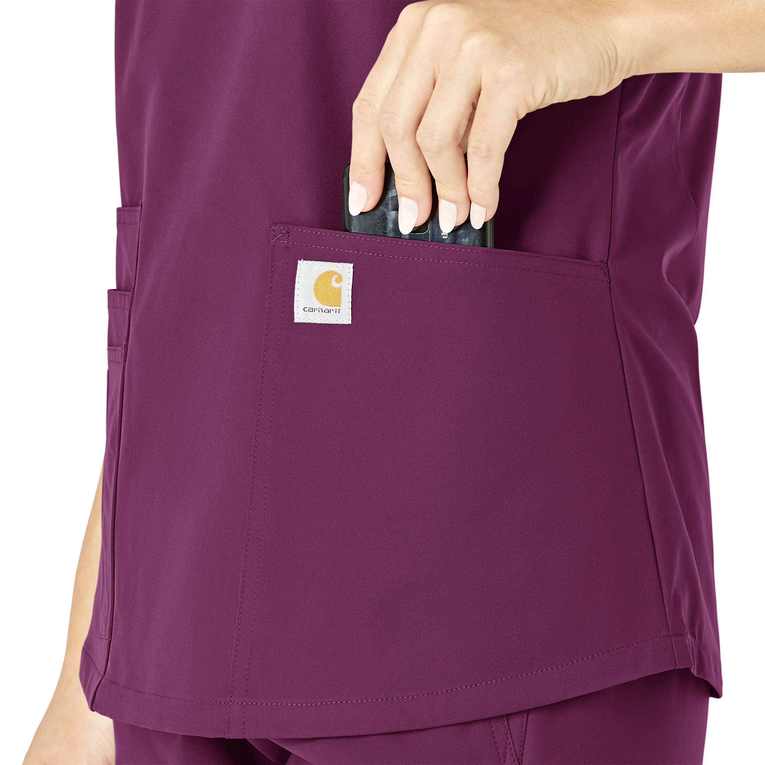 Carhartt Force Essentials Women's V-Neck Scrub Top - Wine