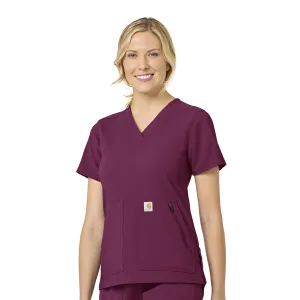 Carhartt Rugged Flex Peak Women's 4-Pocket V-Neck Scrub Top - Wine