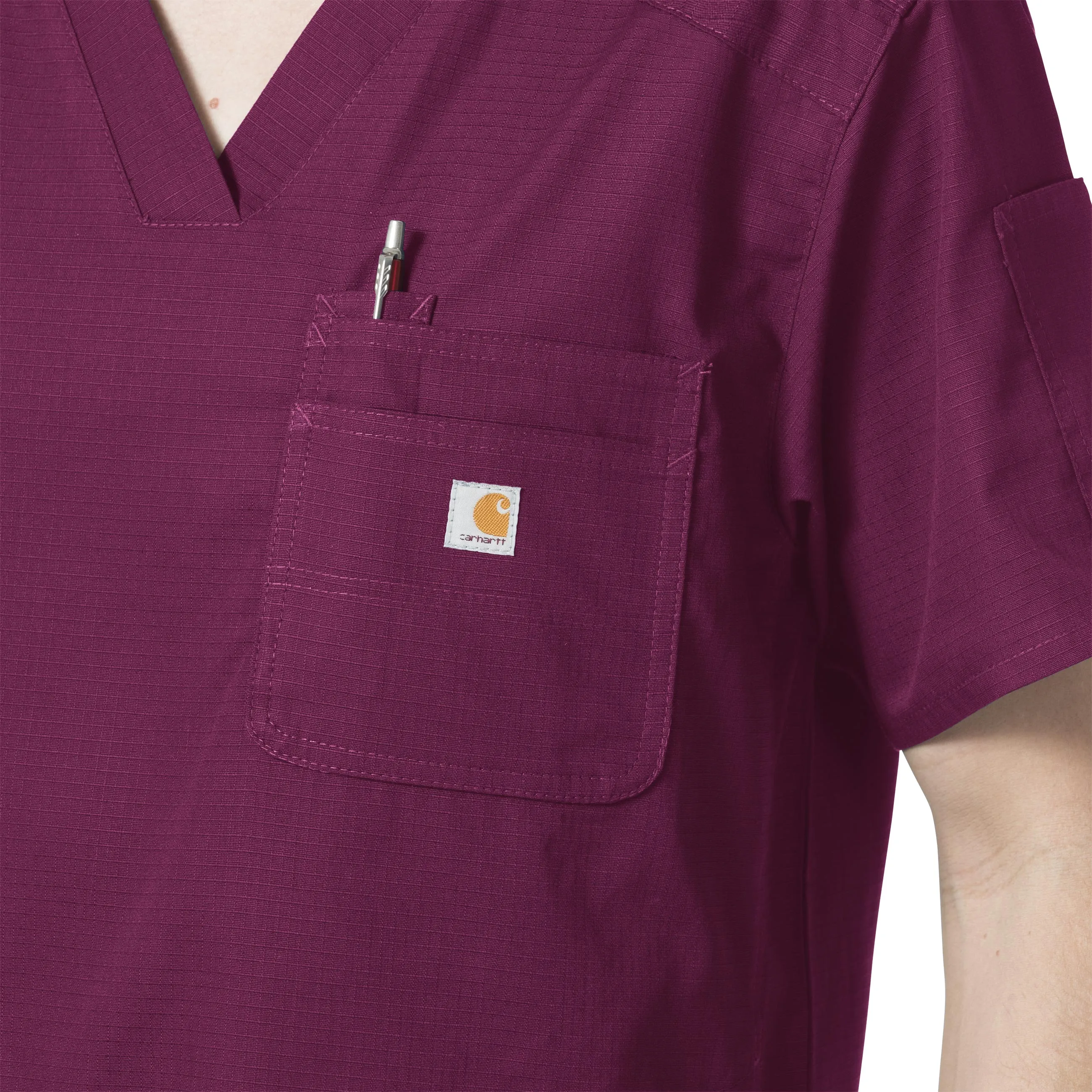 Carhartt Rugged Flex Ripstop Men's 6 Pocket Scrub Top - Wine