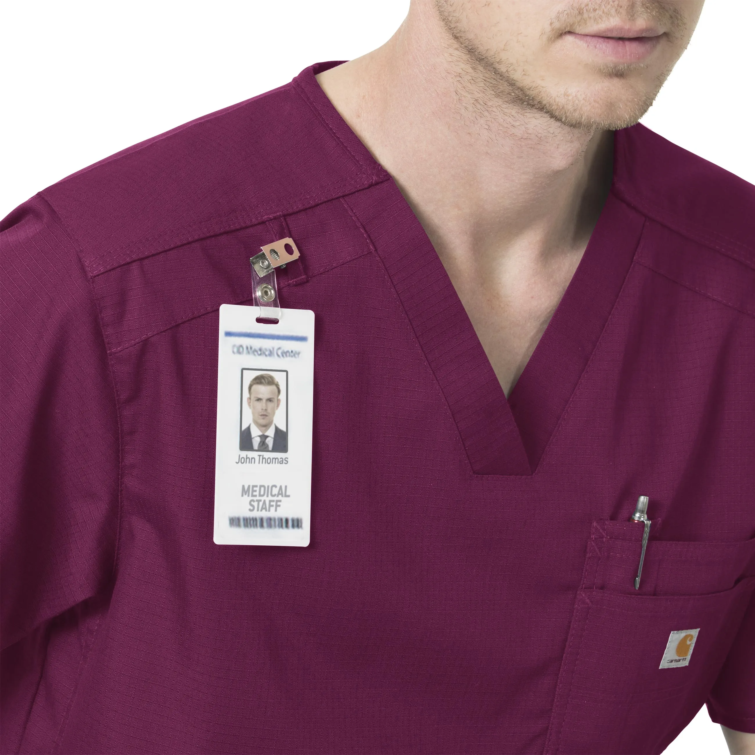 Carhartt Rugged Flex Ripstop Men's 6 Pocket Scrub Top - Wine