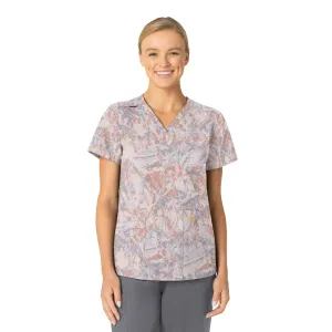 Carhartt Women's V-Neck Print Scrub Top - Snowy Ridges