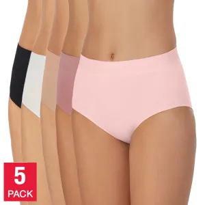 Carole Hochman Women's Multicolor 5-Pack Full Coverage Seamless Soft Brief Panties