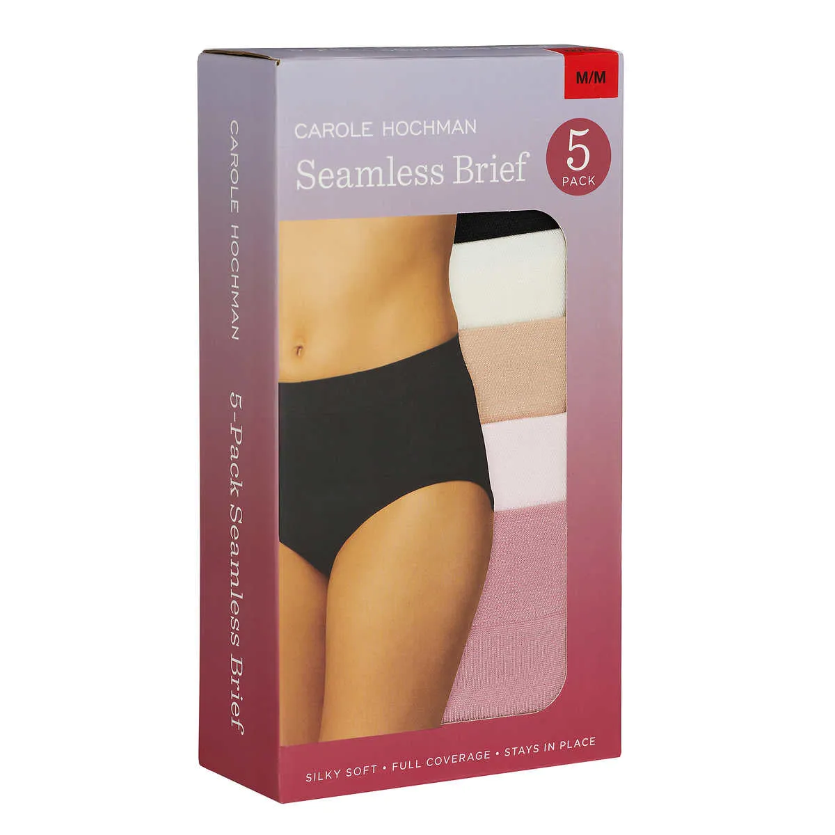 Carole Hochman Women's Multicolor 5-Pack Full Coverage Seamless Soft Brief Panties