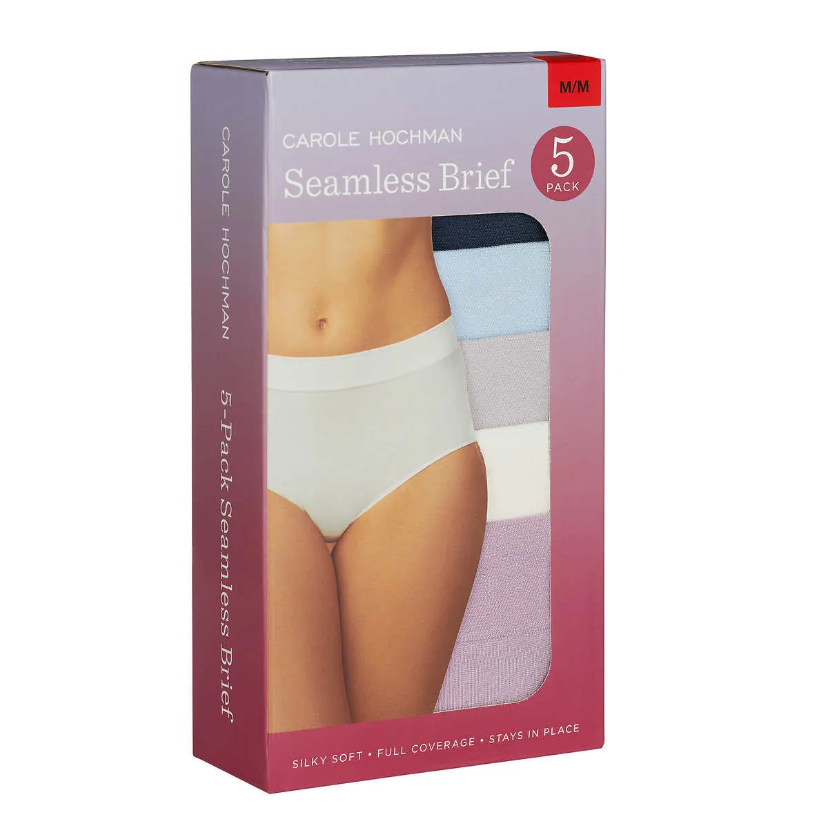 Carole Hochman Women's Multicolor 5-Pack Full Coverage Seamless Soft Brief Panties