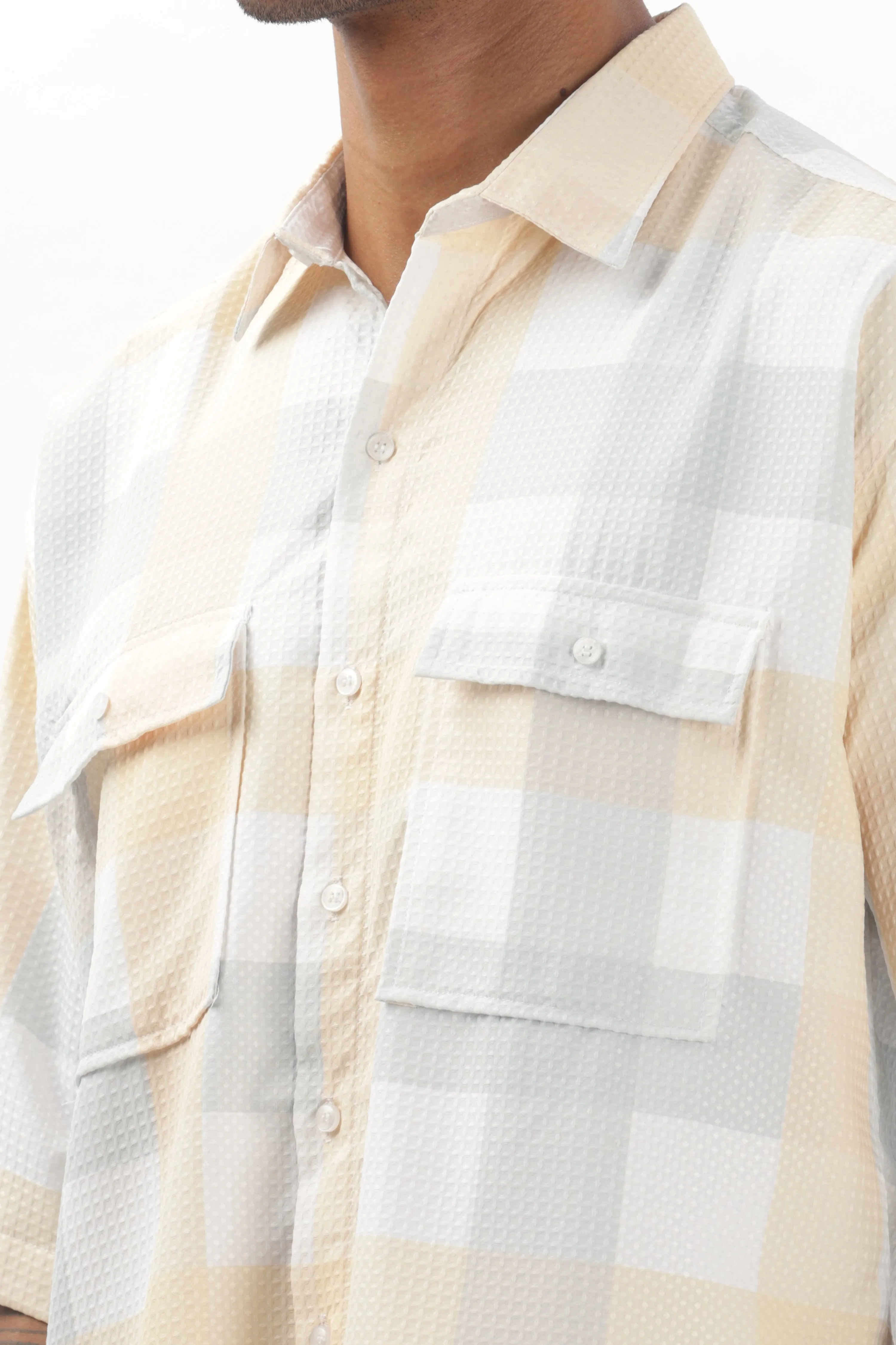 CHECKED CREAM OVERSIZED SHIRT