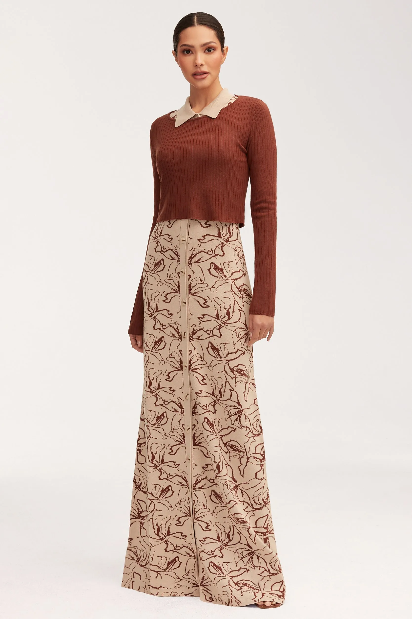 Claire Jacquard Knit Top & Maxi Dress Set