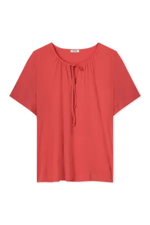 Clasine Flared Sleeve Jersey Top - Rose Red