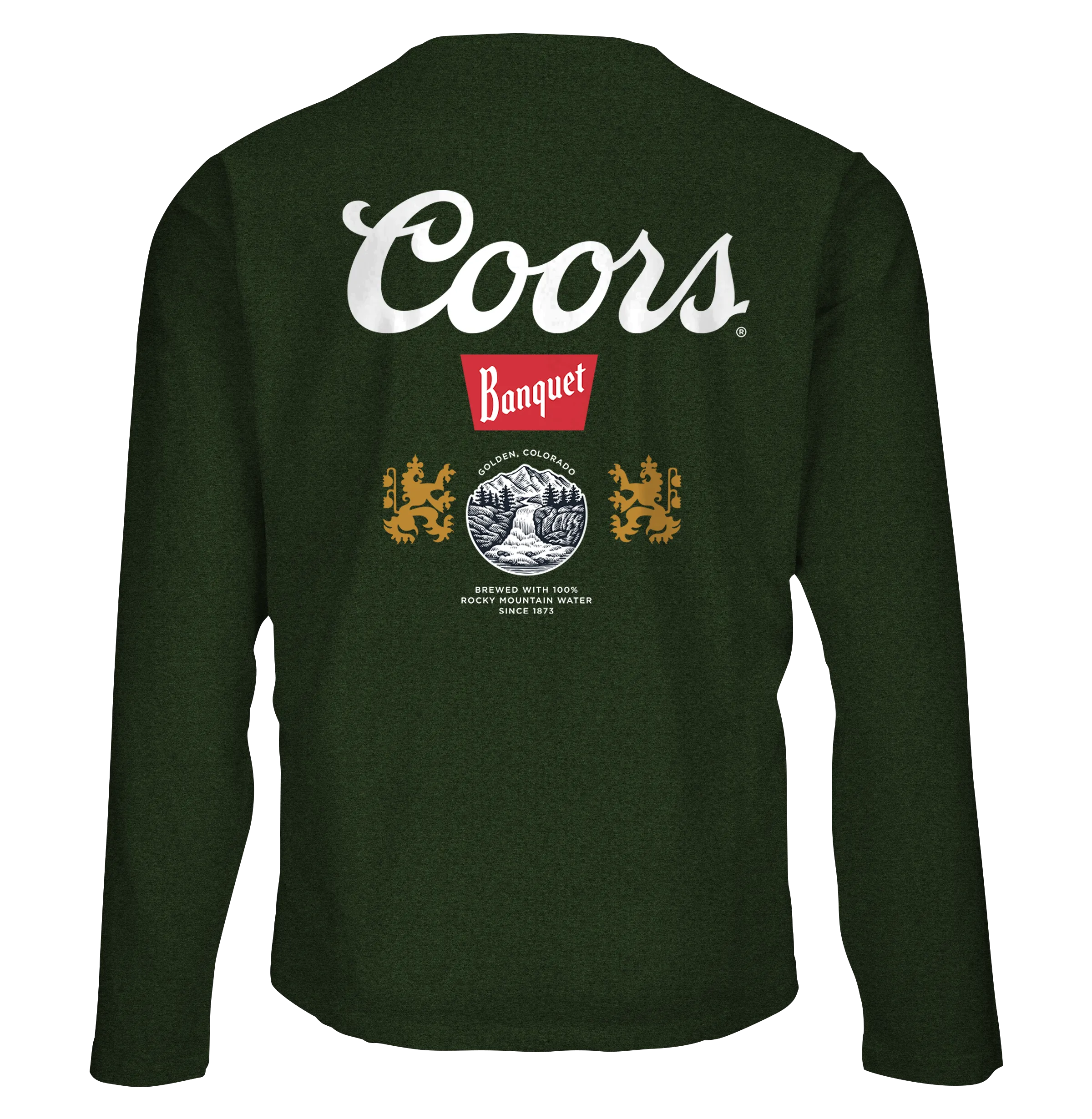 Coors Banquet Double Sided Long Sleeve Beer Logo T-Shirt - Forest Green