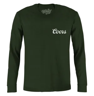 Coors Banquet Double Sided Long Sleeve Beer Logo T-Shirt - Forest Green