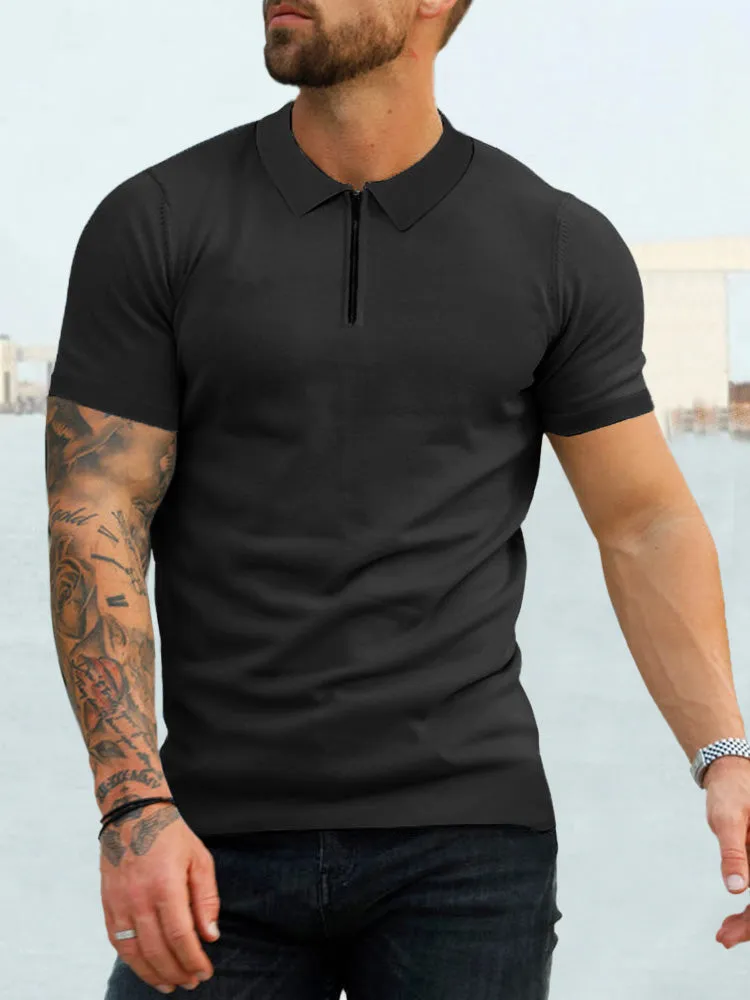 Cozy Splicing Short Sleeves Polo Shirt