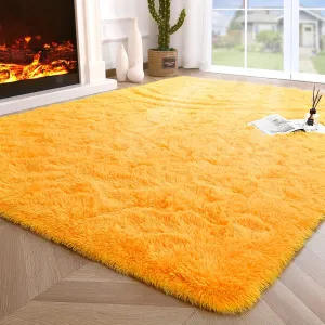 cozy Super Soft Fluffy Area Rugs Modern Shag Rug for Bedroom Living Room,Cute Carpets for Kids Nursery Girls Home Dorm,5'x8',White Orange 4' x 6'