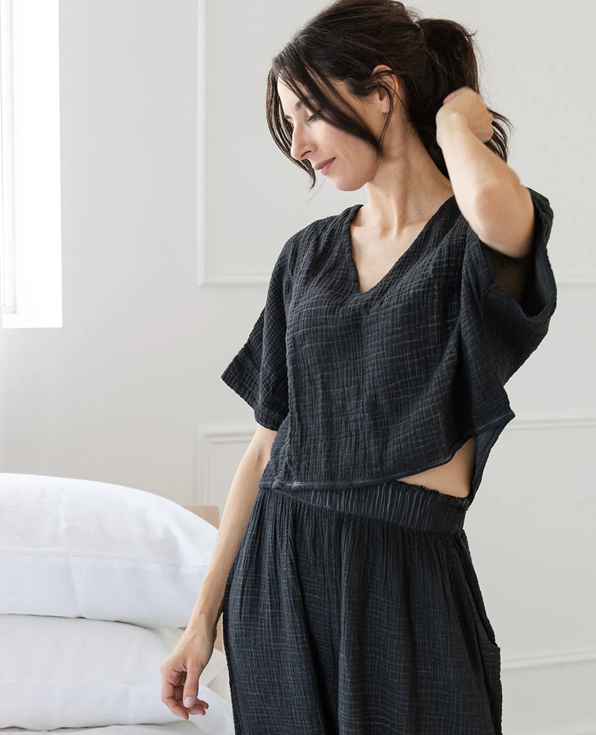 Crinkle Crop Top Black