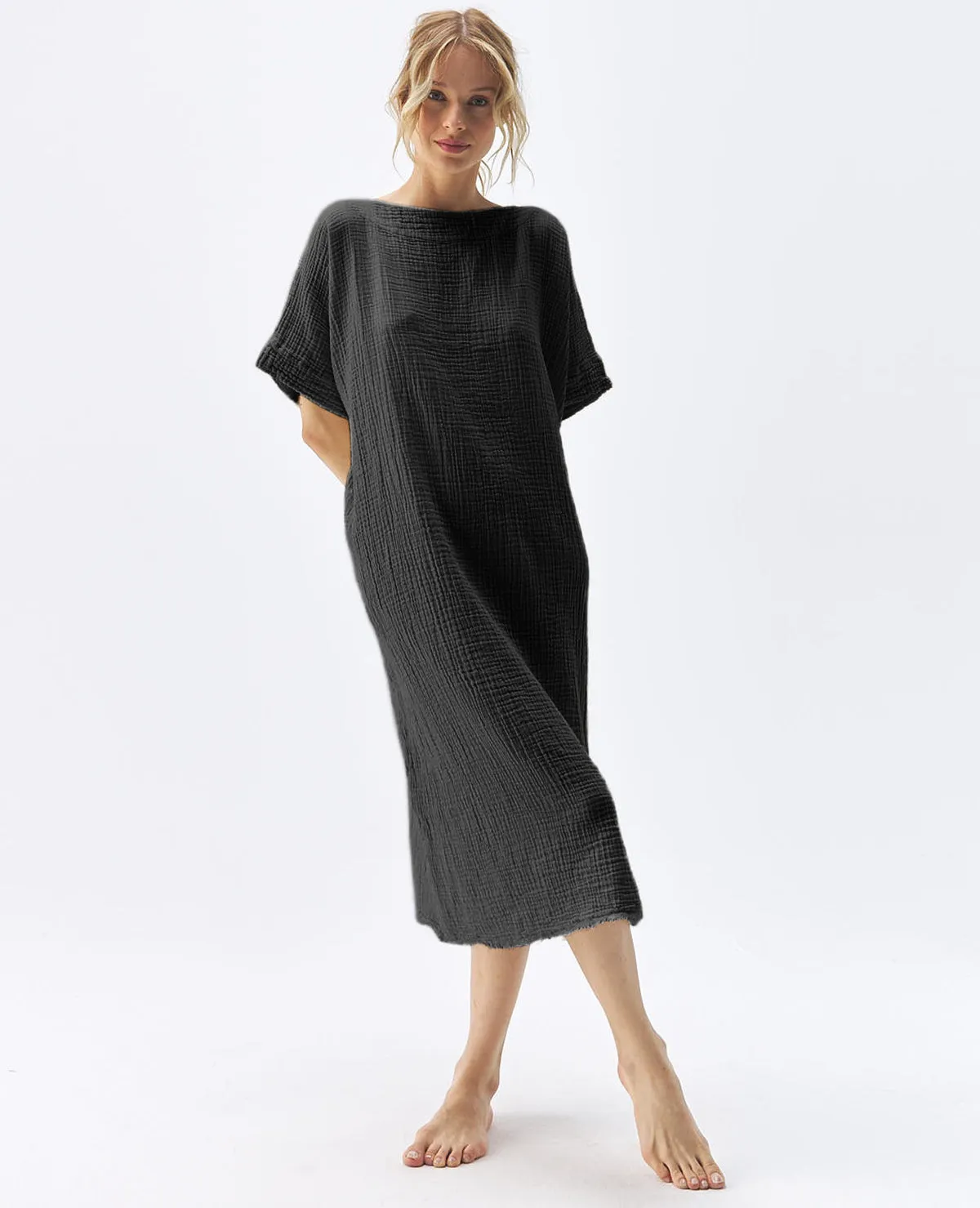 Crinkle Kaftan Black