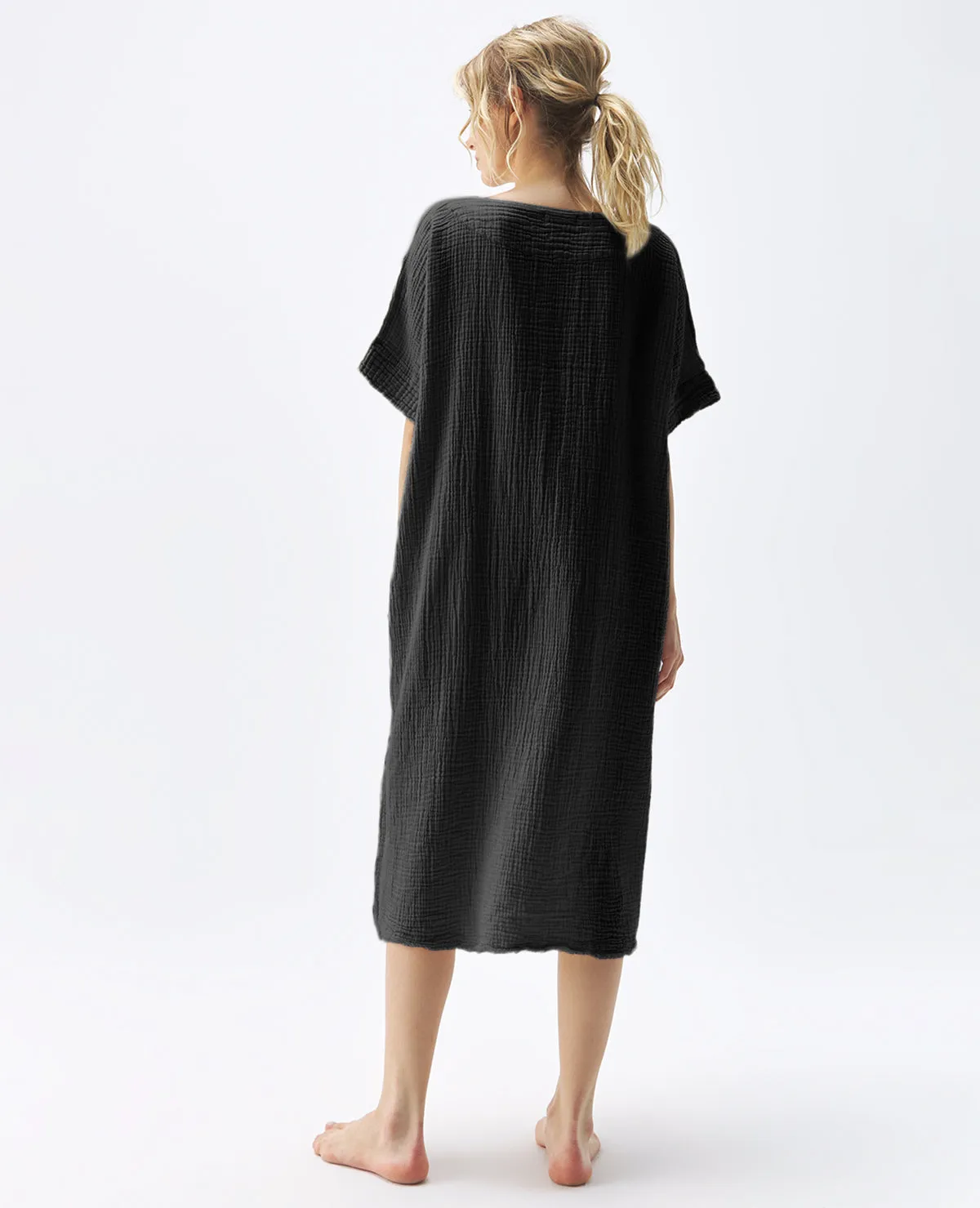 Crinkle Kaftan Black