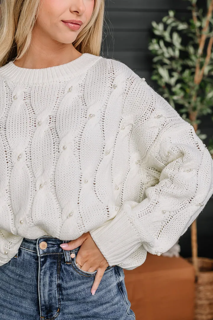 Dripping In Pearls Sweater | {Cream}