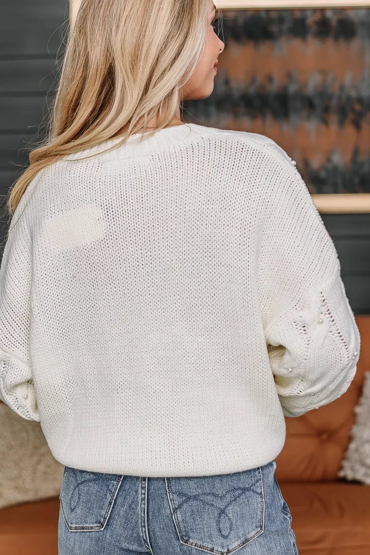 Dripping In Pearls Sweater | {Cream}